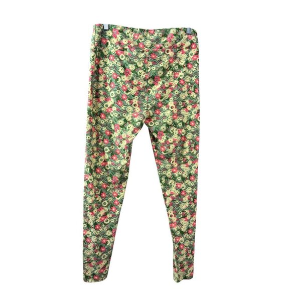 LuLaRoe Women's Green Floral Tights - Picture 3 of 8